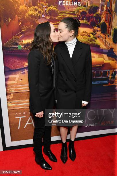 Ellen Page and Emma Portner attend the "Tales of the City" New York premiere at The Metrograph on June 03, 2019 in New York City.