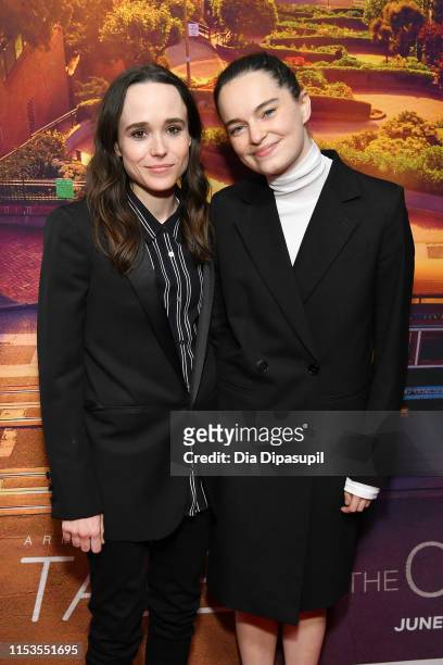 Ellen Page and Emma Portner attend the "Tales of the City" New York premiere at The Metrograph on June 03, 2019 in New York City.