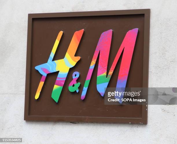 Store logo is being decorated with Rainbow colours. Many retail stores in the capital's shopping heartland of the West End are currently decorated in...