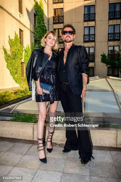 Vanessa Stanat and Marcel Ostertag attend the Marcel Ostertag fashion show during Berlin Fashion Week Spring/Summer 2020 at Westin Grand Hotel on...