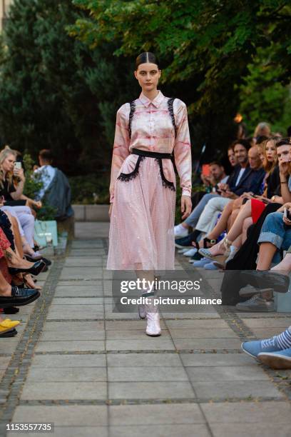 Model presents the fashion of the label Marcel Ostertag in the Westin Grand Hotel. The collections for Spring/Summer 2020 will be presented at Berlin...