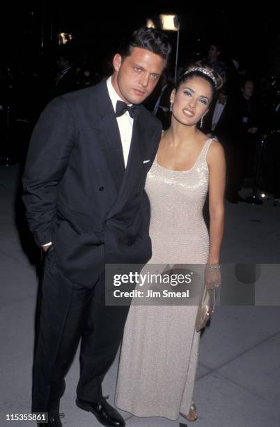 Luis Miguel and Salma Hayek during 1997 Vanity Fair Oscar Party - Arrivals at Morton's Restaurant in Beverly Hills, California, United States.