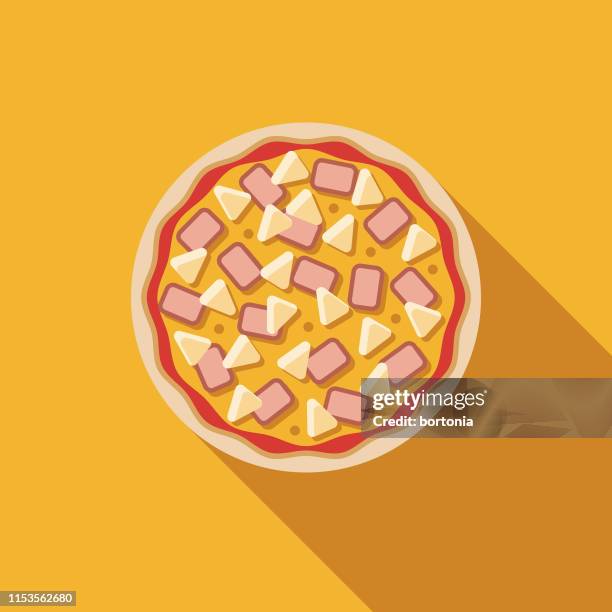 hawaiian pizza icon - tomato sauce top view stock illustrations