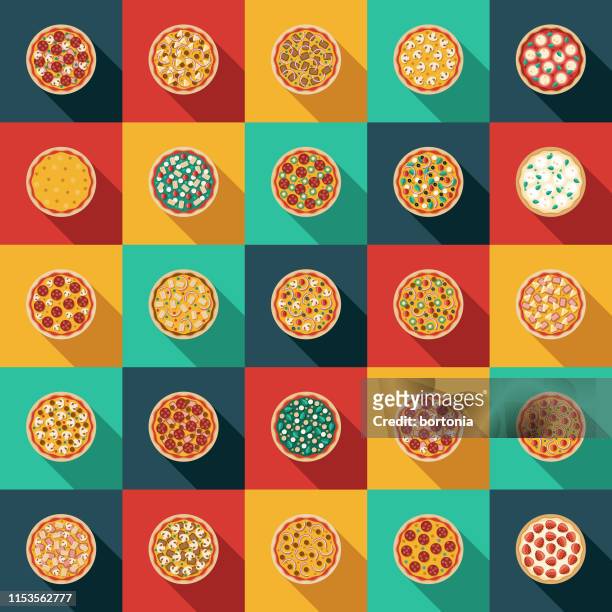 ピザのトッピングアイコンセット - レストラン　人なし点のイラスト素材／クリップアート素材／マンガ素材／アイコン素材
