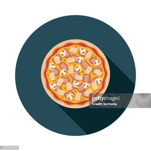 bacon chicken mushroom pizza icon - ham pizza stock illustrations