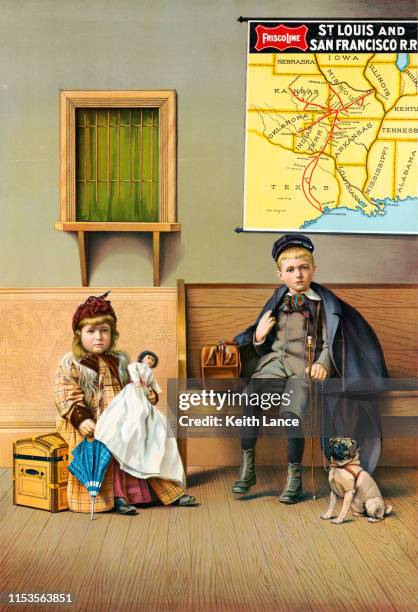girl and a boy in the waiting room of a railroad station - patient journey stock illustrations