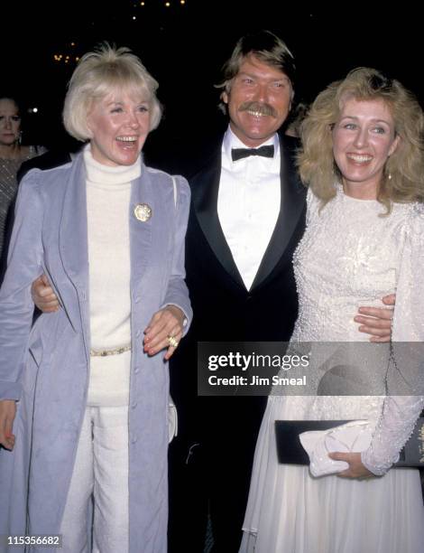 Doris Day , Terry Melcher and wife during First Annual Golden Cypress Awards at Hyatt Regency Hotel in Monterey, California, United States.