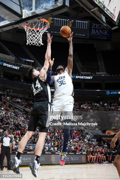 Willie Reed of the Utah Jazz shoots the ball during the game against the San Antonio Spurs on July 3, 2019 at vivint.SmartHome Arena in Salt Lake...