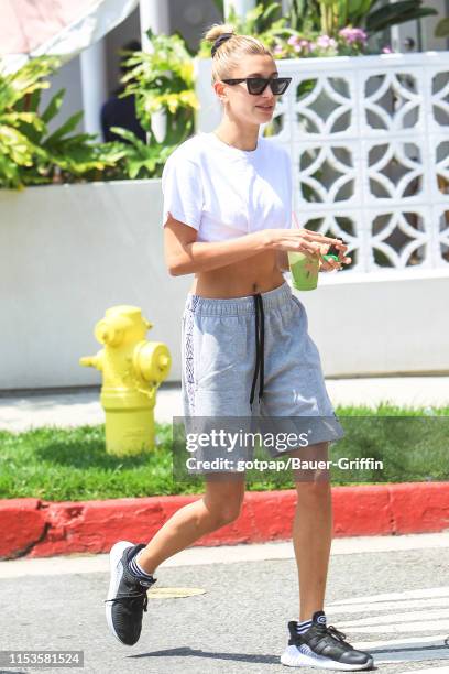 Hailey Baldwin is seen on June 03, 2019 in Los Angeles, California.