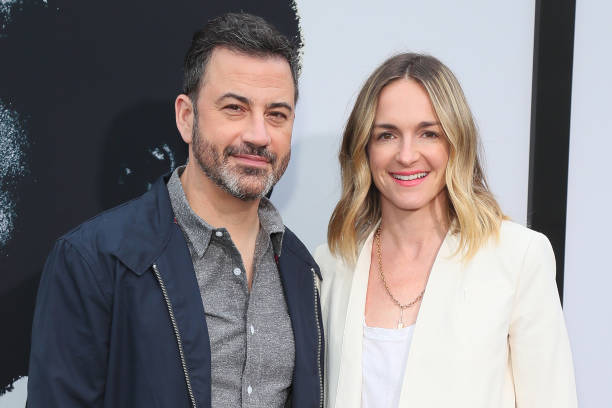 Jimmy Kimmel and his wife Molly McNearney attend Premiere Of Netflix's "The Black Godfather" at Paramount Theater on the Paramount Studios lot on...