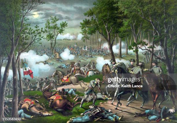 stockillustraties, clipart, cartoons en iconen met slag bij chancellorsville, 1863 - battlefield