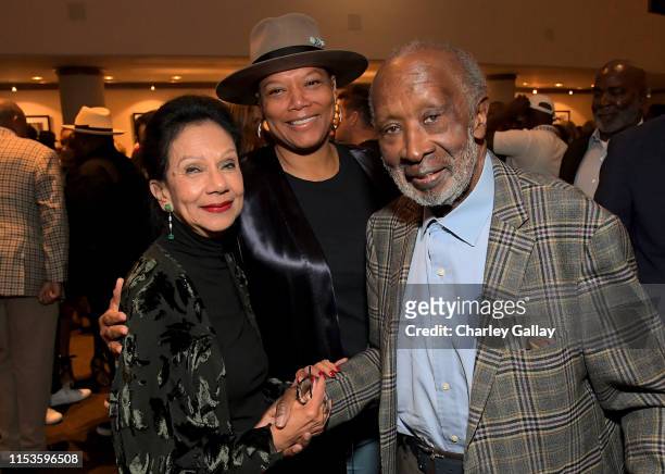 Jacqueline Avant, Queen Latifah and Clarence Avant attend Netflix world premiere of "THE BLACK GODFATHER at the Paramount Theater on June 03, 2019 in...