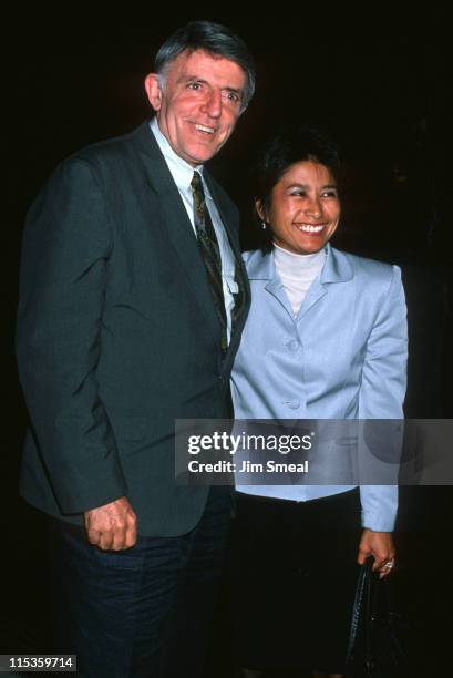 John Astin and Valerie Ann Sandobal during Unveiling of Eva Gabor Portrait - October 26, 1989 at The Makk Galleries in Beverly Hills, California,...
