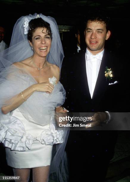 Rita Wilson and Tom Hanks during Tom Hanks and Rita Wilson Wedding Reception at Rex's in Los Angeles, California, United States.