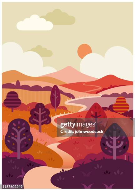 stockillustraties, clipart, cartoons en iconen met de lange en kronkelende weg vector illustratie - winding road