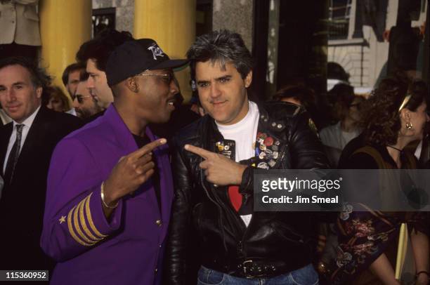 Arsenio Hall and Jay Leno during "Get Busy" Hollywood Walk of Fame in Hollywood, California, United States.