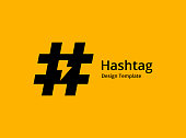 Hashtag symbol with lightning logo icon design
