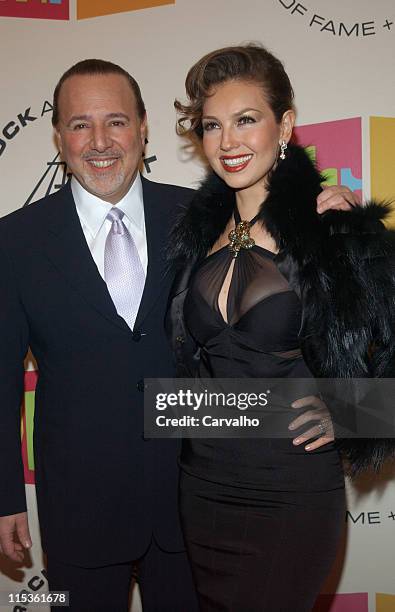 Tommy Mottola and Thalia during 20th Annual Rock and Roll Hall of Fame Induction Ceremony - Arrivals at Waldorf Astoria Hotel in New York City, New...