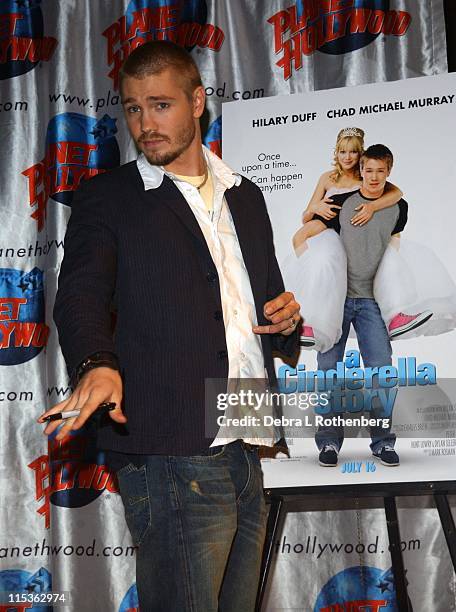 Chad Michael Murray during Chad Michael Murray Donates "Cinderella Story" Memorabilia to Planet Hollywood at Planet Hollywood in New York City, New...