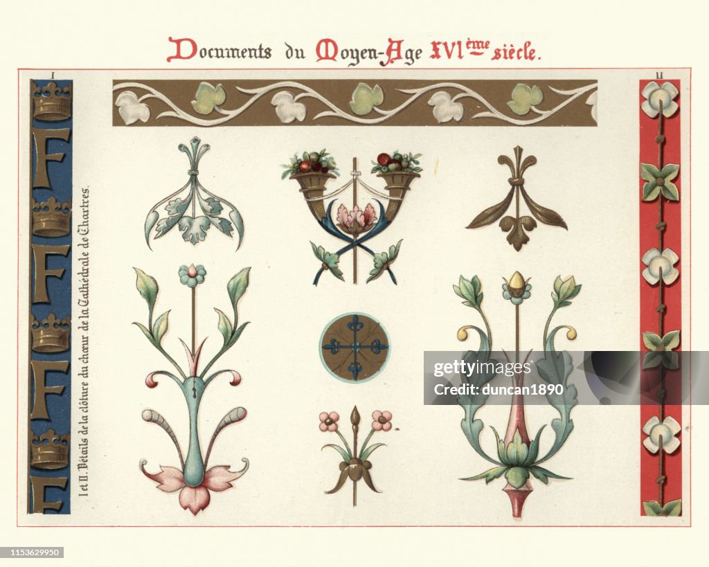Decoratie, floral design elementen en grenzen, 16e eeuw