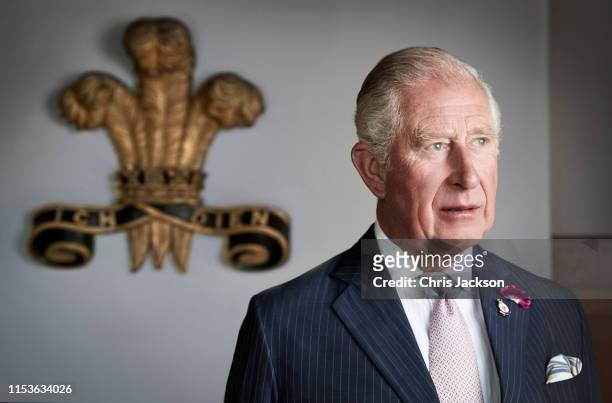 Prince Charles, Prince of Wales poses for an official portrait to mark the 50th anniversary of his Investiture taken at their Welsh residence...