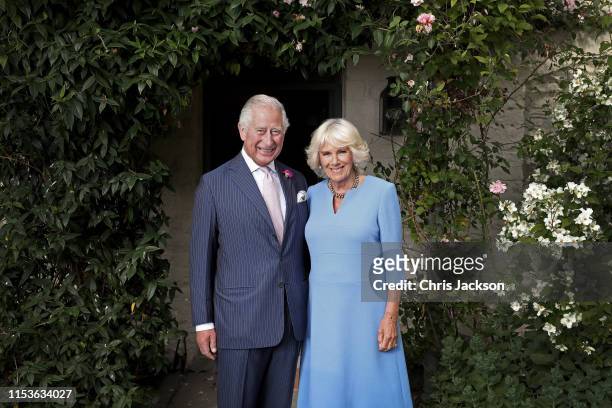 Prince Charles, Prince of Wales and Her Royal Highness Camilla, Duchess of Cornwall pose for an official portrait to celebrate Wales Week 2019 taken...