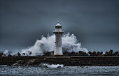Wollongong Breakwater Lighthouse in the Storm