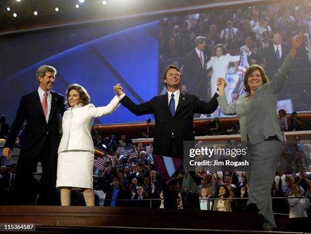 From left, Democratic nominee for President John Kerry, his wife Teresa Heinz Kerry, Vice Presidential nominee John Edwards and his wife Elizabeth...