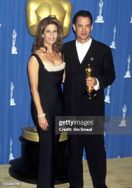 Rita Wilson and Tom Hanks during The 67th Annual Academy Awards - Press Room at Shrine Auditorium in Los Angeles, California, United States.