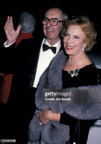 Jim Backus and Henny Backus during George Burns' 90th Birthday Party at Chasen's Restaurant in Beverly Hills, California, United States.