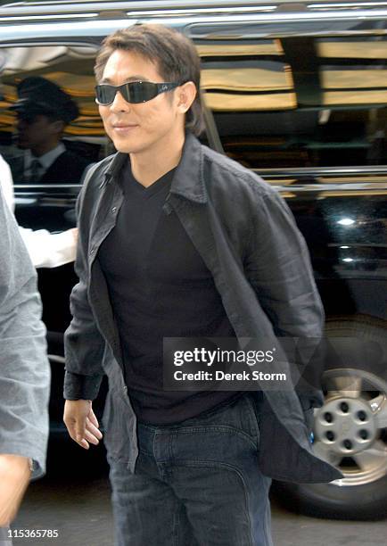 Jet Li enters his midtown Manhattan hotel during Jet Li Sighting in New York City - August 10, 2004 in New York City, New York, United States.