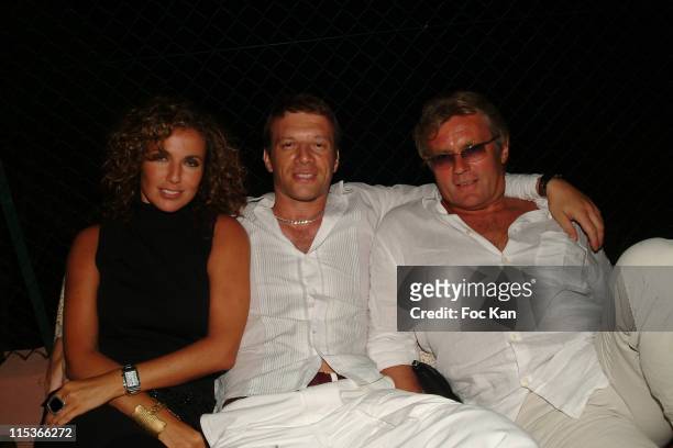 Natacha Amal, Samuel Le Bihan and her husband during Samuel le Bihan Party at Private Villa Patch on Boulevard in Saint Tropez, France.