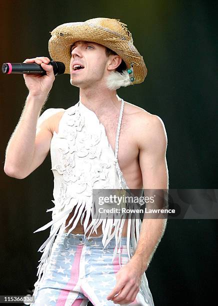 Jake Shears of Scissor Sisters during 2004 V Festival - Stafford - Day 1 at Weston Park in Stafford, Great Britain.