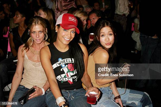 Nicole Eggert, Blu Cantrell and Mara Lane during Cadillac Presents Rock & Republic Fall 2005 Fashion Show - Backstage and Front Row at Sony Studios...