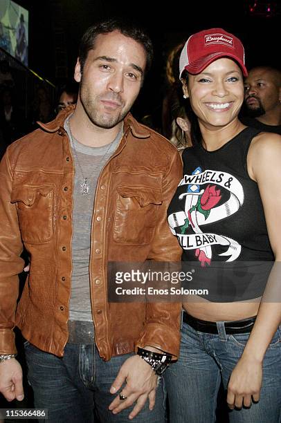 Jeremy Piven and Blu Cantrell during Cadillac Presents Rock & Republic Fall 2005 Fashion Show - Backstage and Front Row at Sony Studios in Culver...