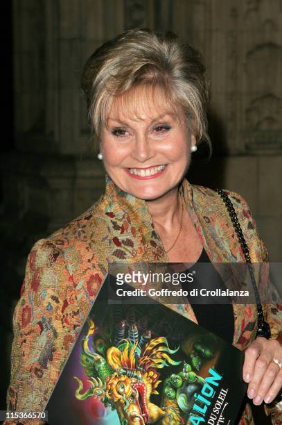 Angela Rippon during Cirque du Soleil's 20th Anniversary of "Dralion" at Royal Albert Hall in London, Great Britain.