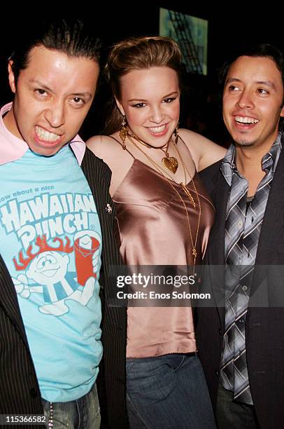 Carlos Ramirez, Leena Holland and Efrain Ramirez during Cadillac Presents Rock & Republic Fall 2005 Fashion Show - Backstage and Front Row at Sony...