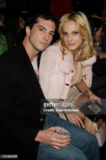 Saran Barnun and Simona Fusco during Cadillac Presents Rock & Republic Fall 2005 Fashion Show - Backstage and Front Row at Sony Studios in Culver...