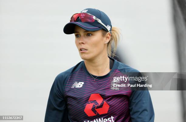 Alex Hartley during a training session at Grace Road on June 04, 2019 in Leicester, England.