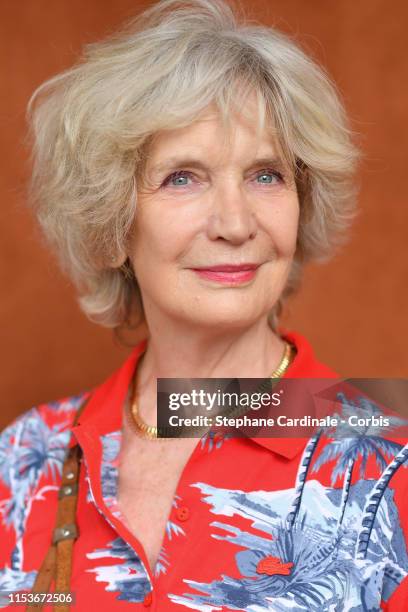 Actress Marie-Christine Adam attends the 2019 French Tennis Open - Day Ten at Roland Garros on June 04, 2019 in Paris, France.