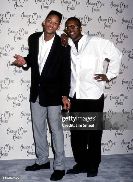 Will Smith and DJ Jazzy Jeff during 16th Annual American Music Awards at Shrine Auditorium in Los Angeles, California, United States.