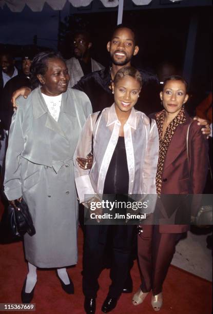 Grandma, Will Smith, Jada Pinkett Smith, and Mom during Premiere Of "Whoo" at Pacific Cinerama Dome in Hollywood, California, United States.