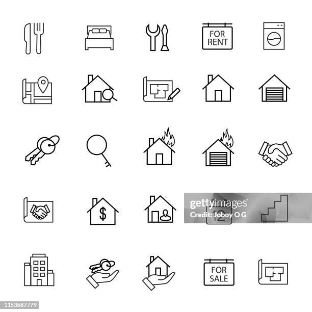 real eestate icons - gewerbeimmobilie stock-grafiken, -clipart, -cartoons und -symbole