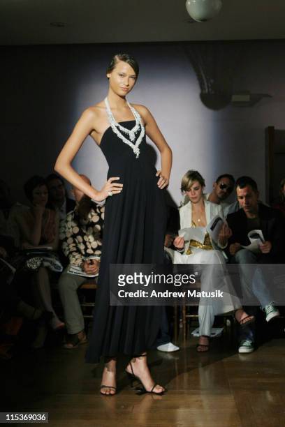 Model wearing Normam Norell Spring 2005 during Olympus Fashion Week Spring 2005 - Norman Norell - Runway at Bergdorf Goodman in New York City, New...