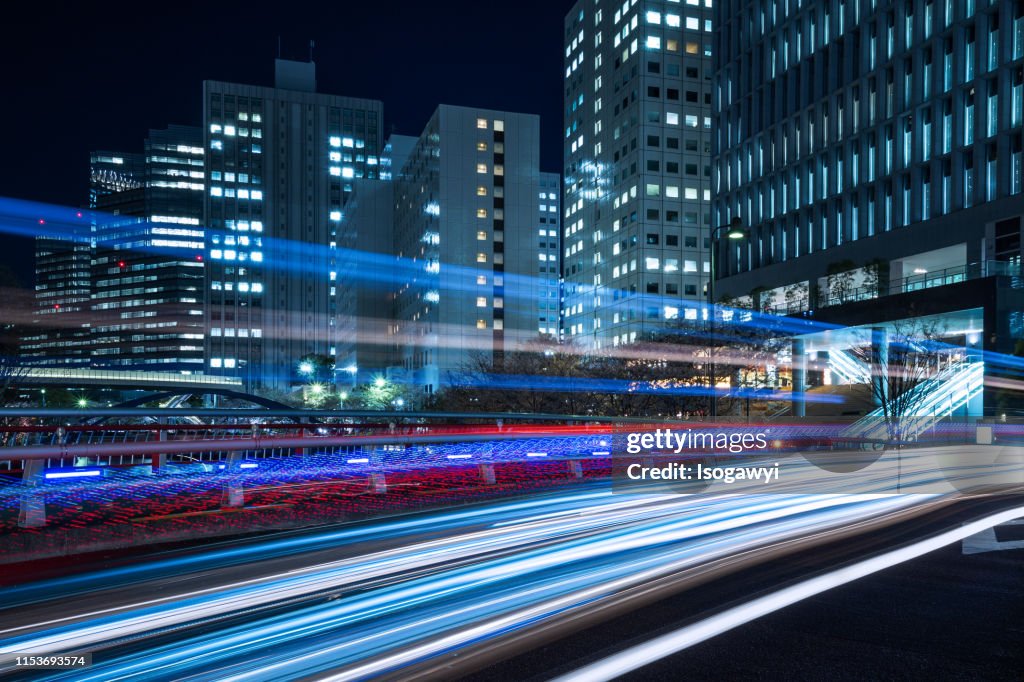 Nightscape Of Tokyo Business District