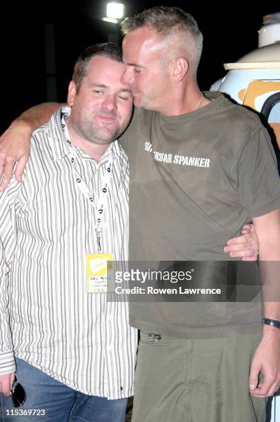 Chris Moyles and Norman Cook, aka Fatboy Slim during Radio 1 Big Gig - September 19, 2004 at Birmingham in Birmingham, Great Britain.