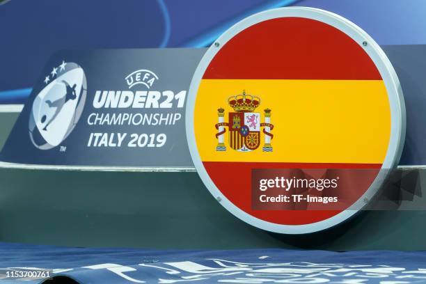 Winners' rostrum is seen during the 2019 UEFA U-21 Final between Spain and Germany at Stadio Friuli on June 30, 2019 in Udine, Italy.