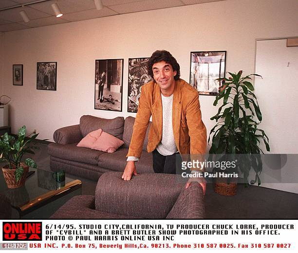 6/14/95 STUDIO CITY, CALIFORNIA,CHUCK LORRE A TV PRODUCER PHOTOGRAPHED IN HIS OFFICE, HE PRODUCES " CYBILL" AND A BRETT BUTLER SHOW.