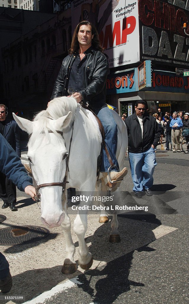 Fabio Rides a Horse Into Times Square to Promote the Oxygen Network's "Mr. Romance"