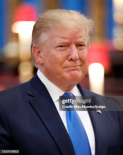 President Donald Trump visits Westminster Abbey where he laid a wreath at the grave of the Unknown Warrior on day 1 of his State Visit to the UK on...